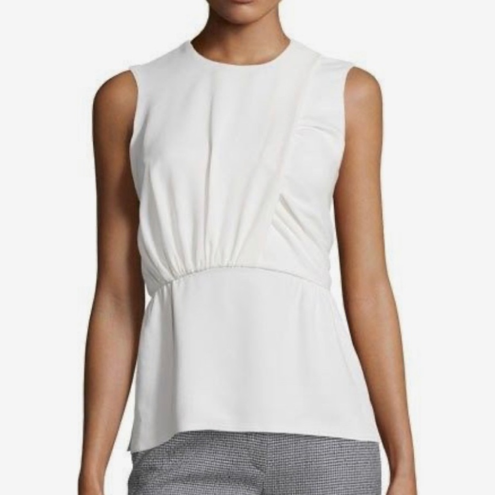 NWT Derek Lam white silk ruched peplum blouse (US 10)